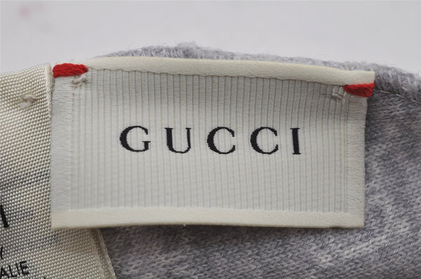 Authentic GUCCI Vintage Beanie Knit Cap For Baby GG Wool Size M White Gray 0053K