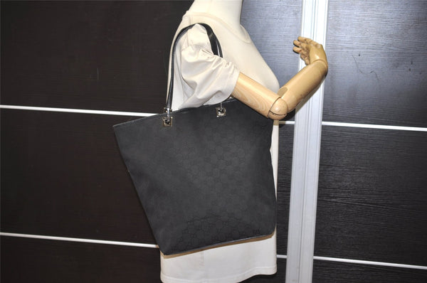 Authentic GUCCI Vintage Shoulder Tote Bag GG Canvas Leather 31243 Black 0054K