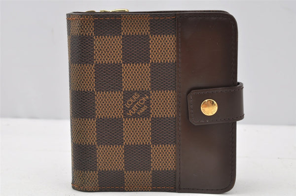 Authentic Louis Vuitton Damier Compact Zip Bifold Wallet Purse N61668 LV 0055J