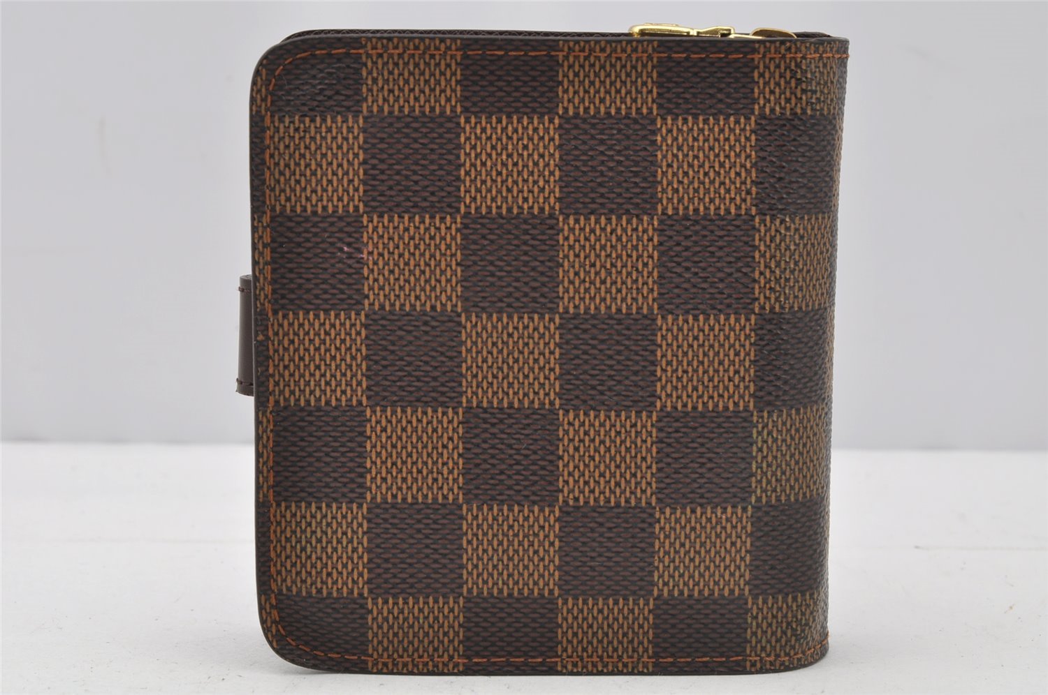 Authentic Louis Vuitton Damier Compact Zip Bifold Wallet Purse N61668 LV 0055J