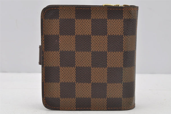 Authentic Louis Vuitton Damier Compact Zip Bifold Wallet Purse N61668 LV 0055J