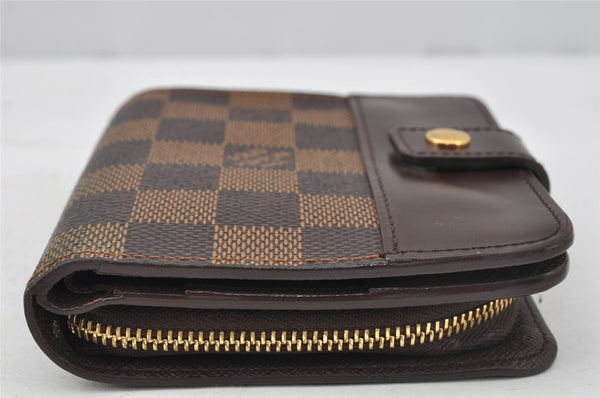 Authentic Louis Vuitton Damier Compact Zip Bifold Wallet Purse N61668 LV 0055J