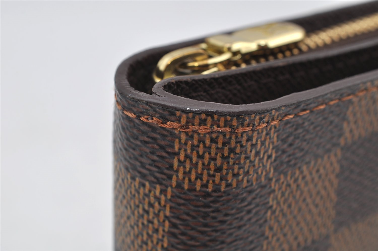 Authentic Louis Vuitton Damier Compact Zip Bifold Wallet Purse N61668 LV 0055J