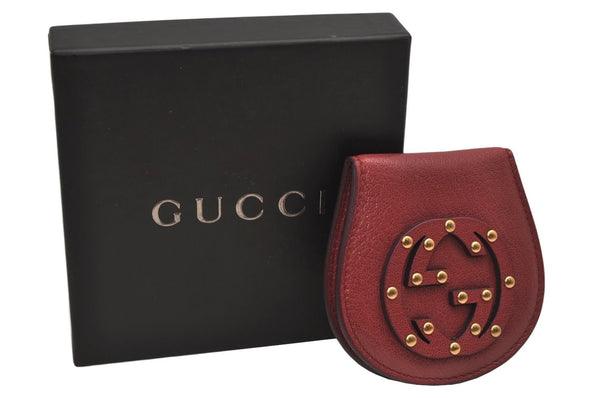 Authentic GUCCI Vintage Coin Purse Case GG Leather Pink 120969 Box 0055K