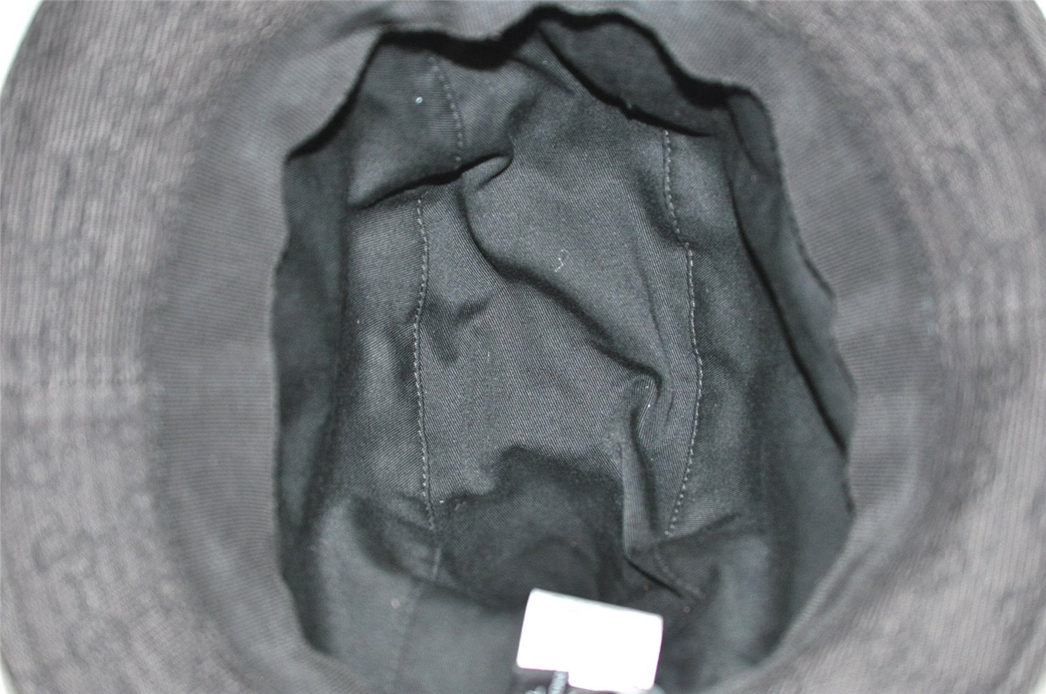 Authentic GUCCI Vintage Bucket Hat GG Canvas Leather Size XL Black 0056K