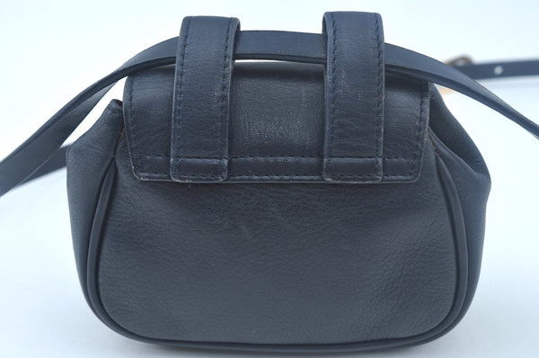 Authentic Christian Dior Waist Bag Pouch Purse Leather Navy Blue CD 0057J