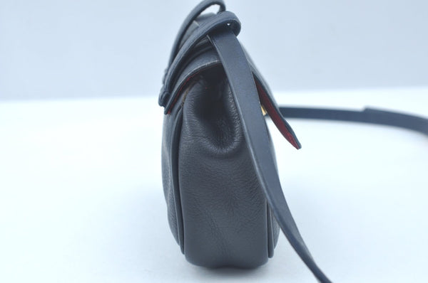 Authentic Christian Dior Waist Bag Pouch Purse Leather Navy Blue CD 0057J