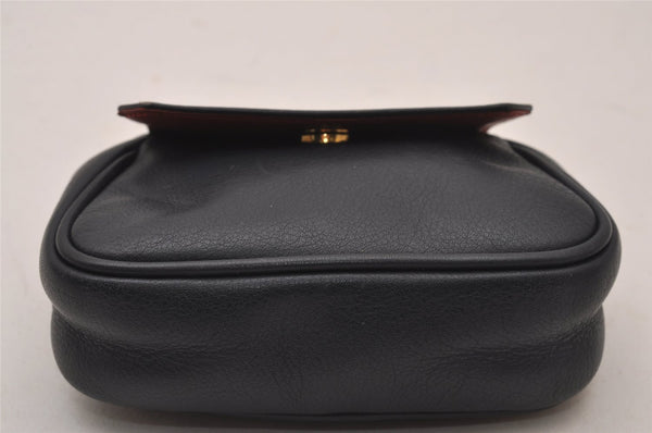 Authentic Christian Dior Waist Bag Pouch Purse Leather Navy Blue CD 0057J