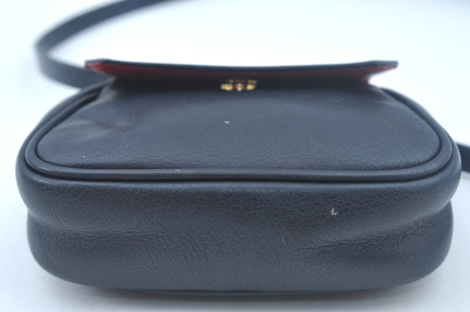 Authentic Christian Dior Waist Bag Pouch Purse Leather Navy Blue CD 0057J