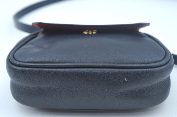 Authentic Christian Dior Waist Bag Pouch Purse Leather Navy Blue CD 0057J