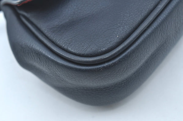 Authentic Christian Dior Waist Bag Pouch Purse Leather Navy Blue CD 0057J
