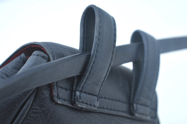 Authentic Christian Dior Waist Bag Pouch Purse Leather Navy Blue CD 0057J