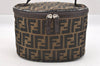 Authentic FENDI Zucca Vanity Hand Bag Pouch Canvas Leather Brown Junk 0058J