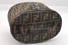 Authentic FENDI Zucca Vanity Hand Bag Pouch Canvas Leather Brown Junk 0058J