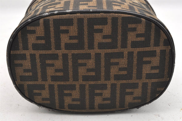 Authentic FENDI Zucca Vanity Hand Bag Pouch Canvas Leather Brown Junk 0058J