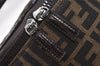 Authentic FENDI Zucca Vanity Hand Bag Pouch Canvas Leather Brown Junk 0058J