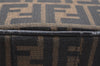 Authentic FENDI Zucca Vanity Hand Bag Pouch Canvas Leather Brown Junk 0058J