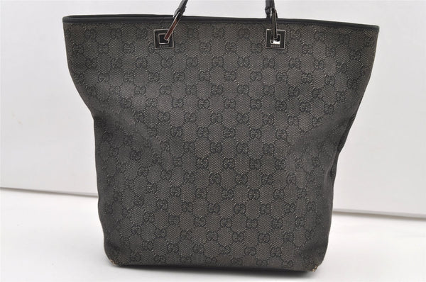 Authentic GUCCI Vintage Shoulder Tote Bag GG Canvas Leather 31243 Black 0058K