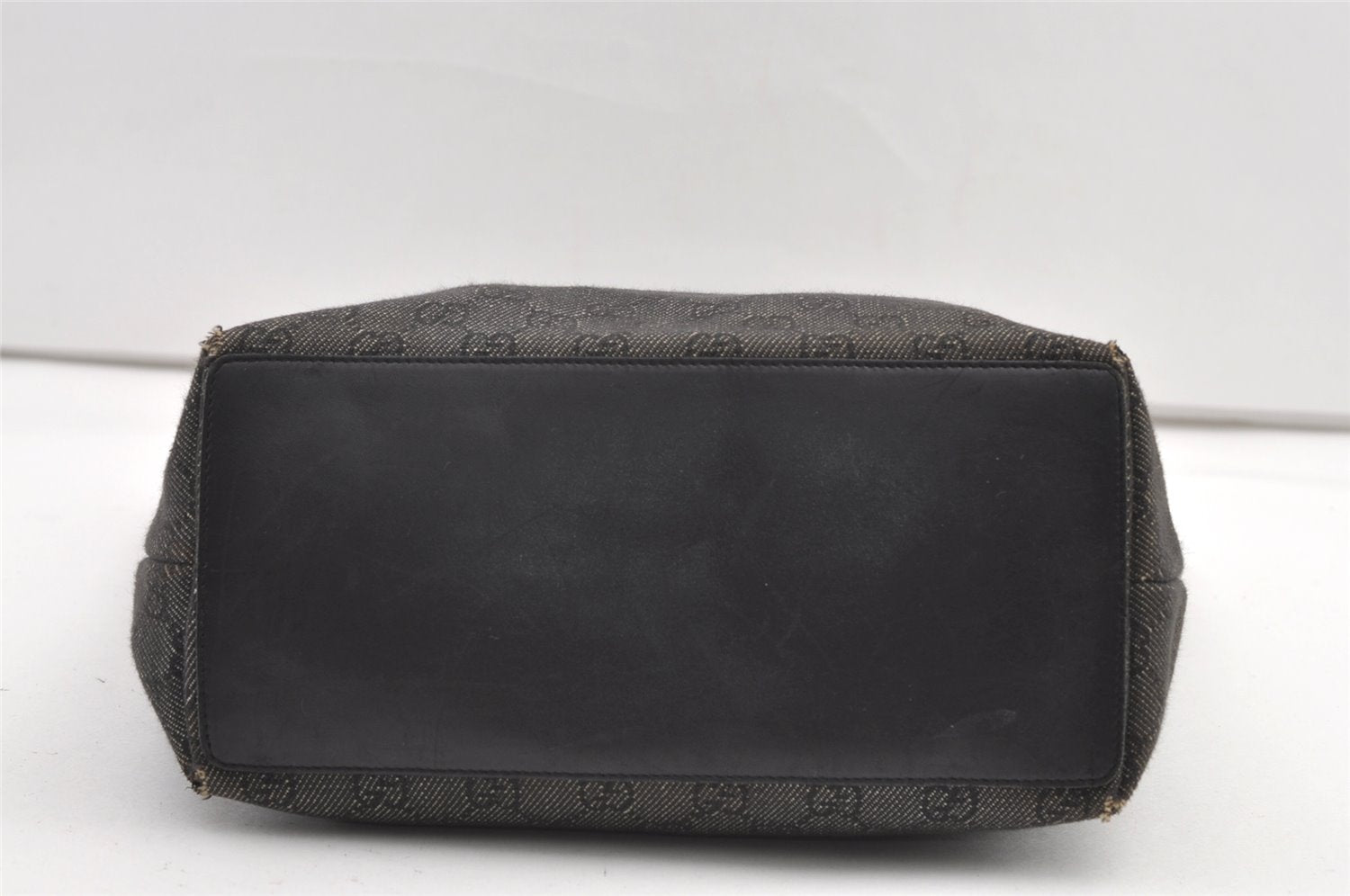 Authentic GUCCI Vintage Shoulder Tote Bag GG Canvas Leather 31243 Black 0058K