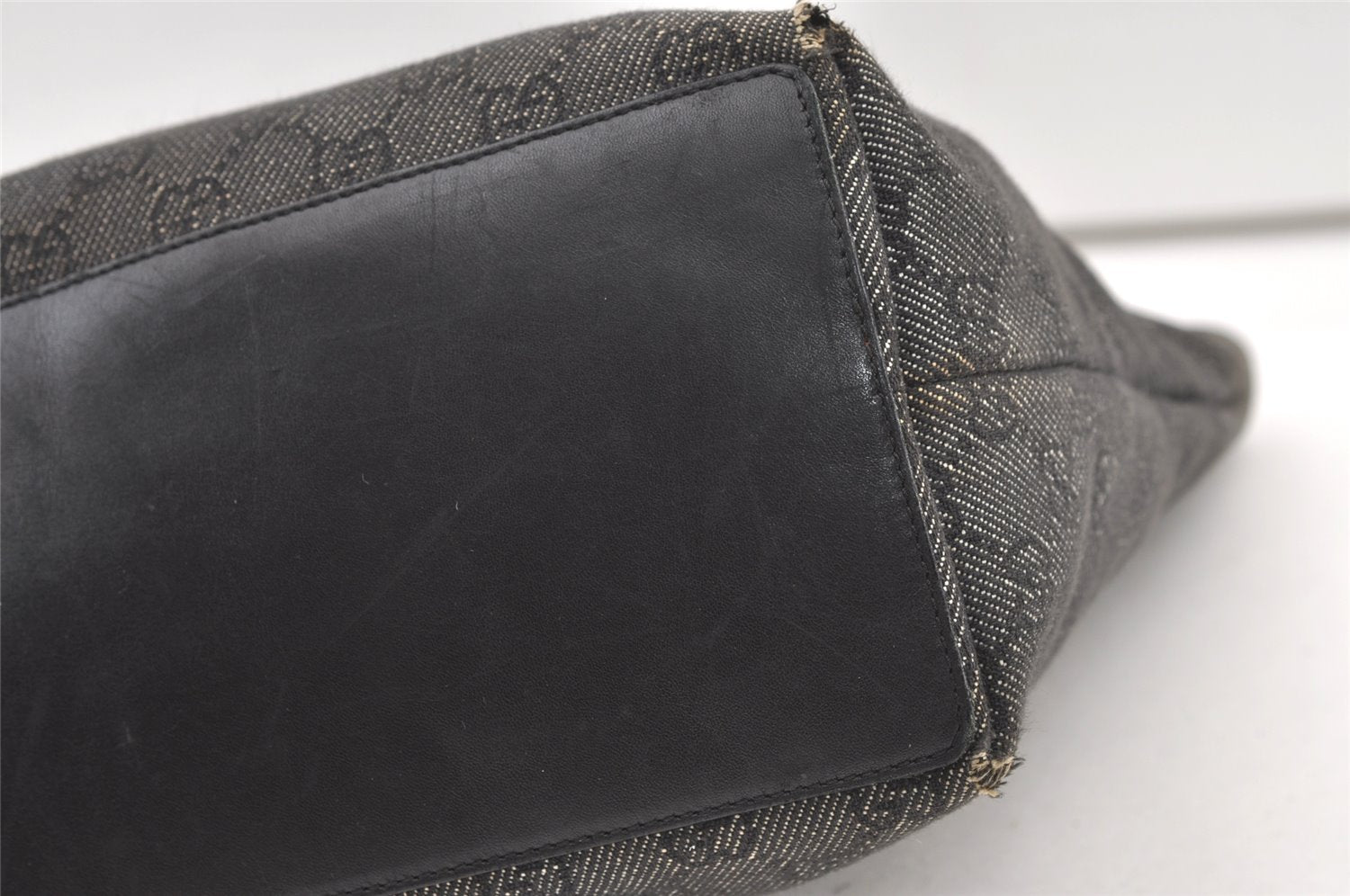 Authentic GUCCI Vintage Shoulder Tote Bag GG Canvas Leather 31243 Black 0058K