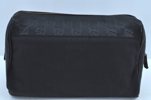 Authentic GUCCI Guccissima Leather Nylon Clutch Bag Purse 162792 Black 0059G