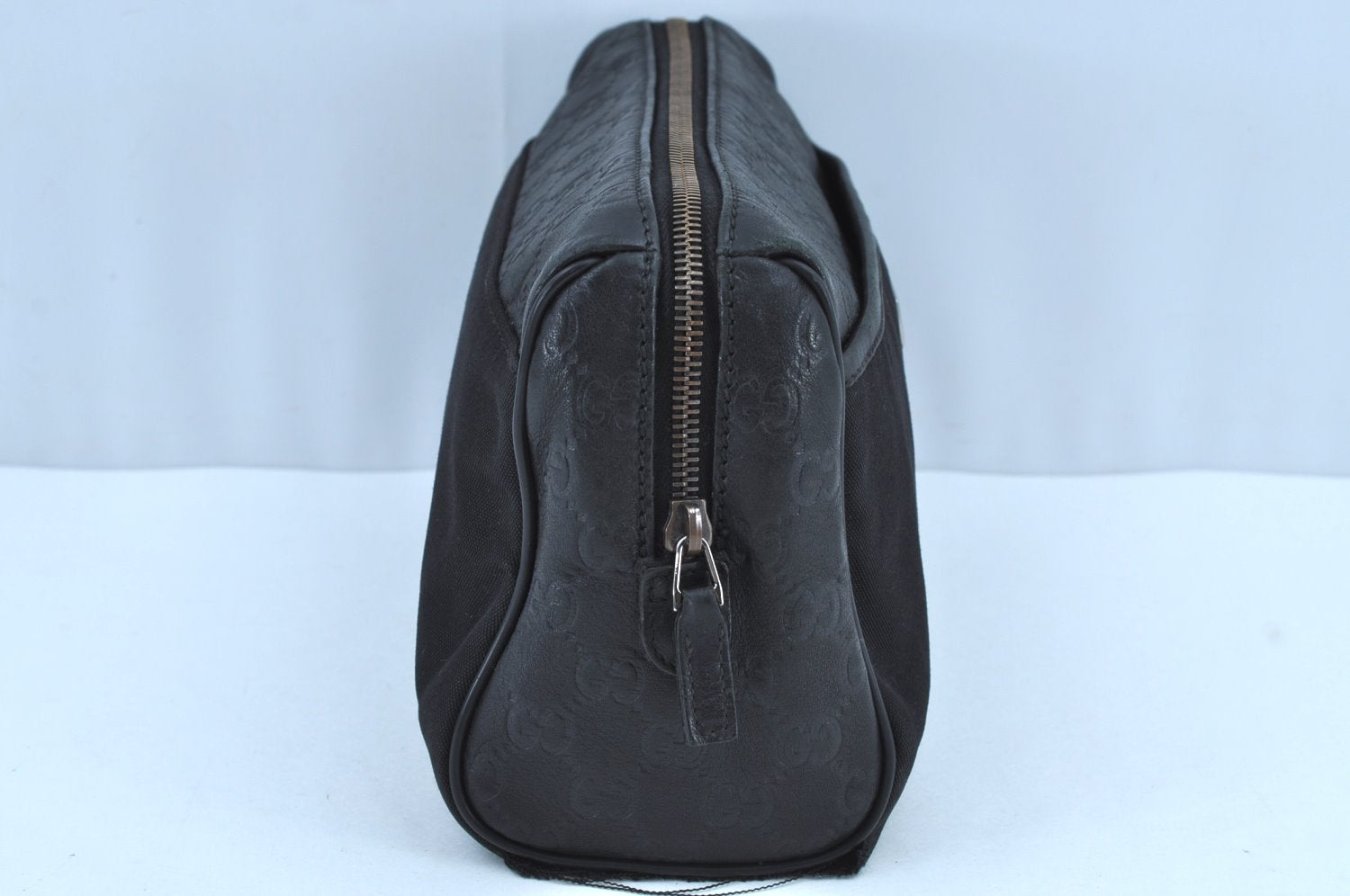 Authentic GUCCI Guccissima Leather Nylon Clutch Bag Purse 162792 Black 0059G