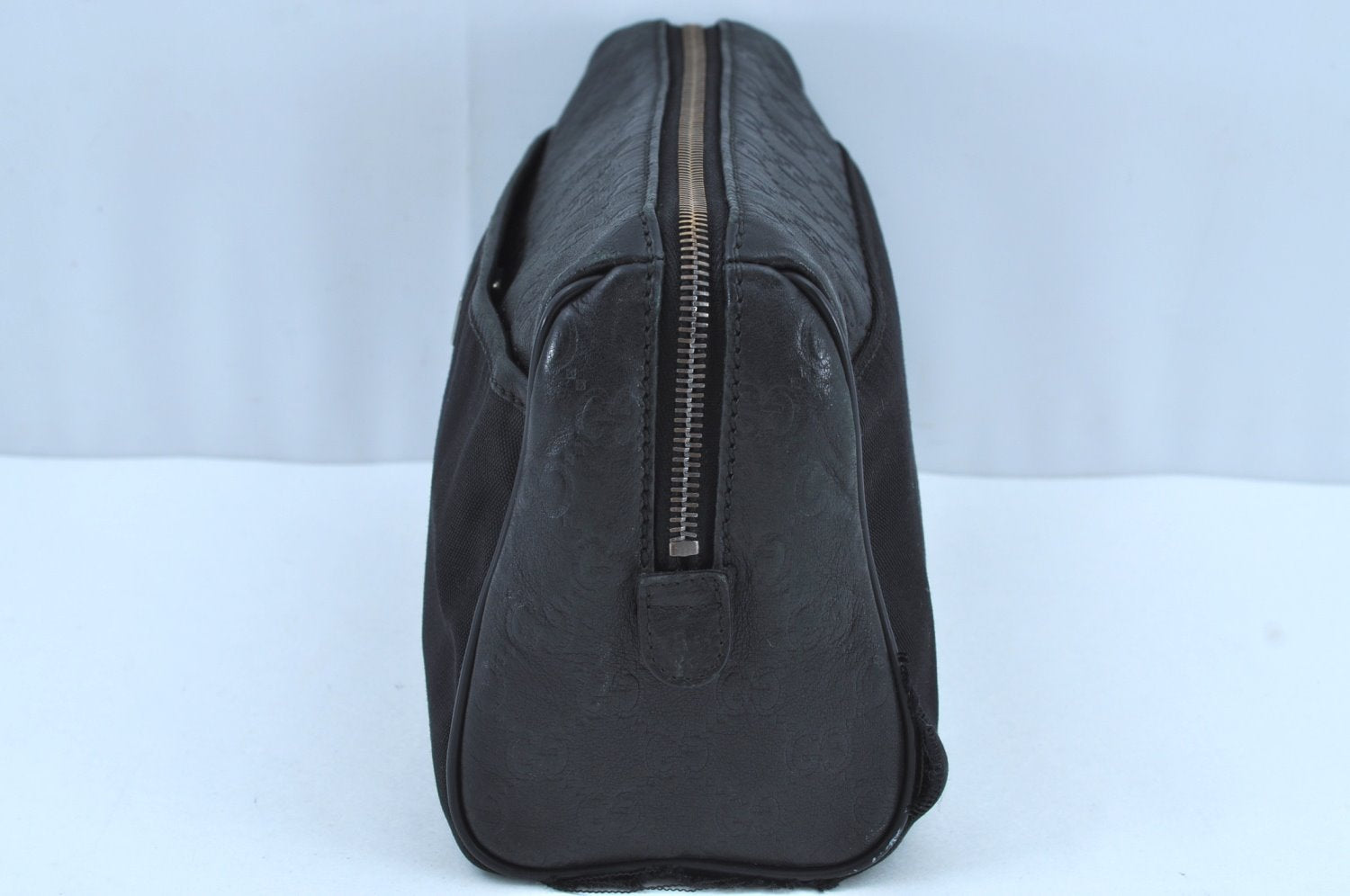 Authentic GUCCI Guccissima Leather Nylon Clutch Bag Purse 162792 Black 0059G