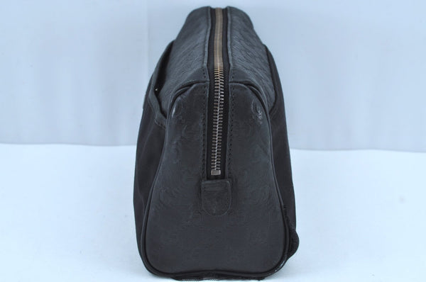 Authentic GUCCI Guccissima Leather Nylon Clutch Bag Purse 162792 Black 0059G