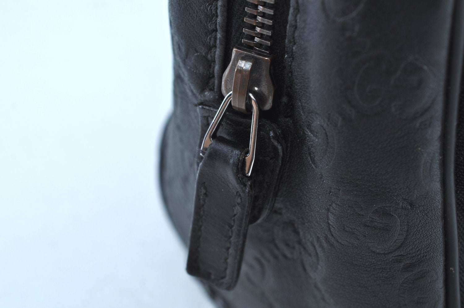 Authentic GUCCI Guccissima Leather Nylon Clutch Bag Purse 162792 Black 0059G