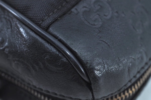 Authentic GUCCI Guccissima Leather Nylon Clutch Bag Purse 162792 Black 0059G