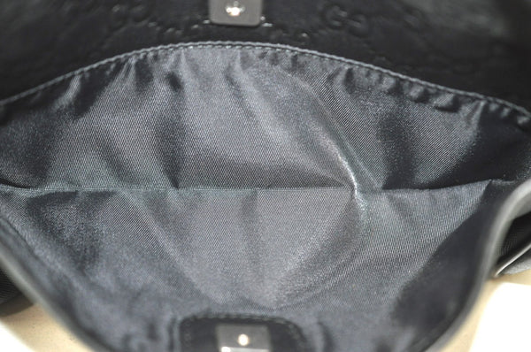 Authentic GUCCI Guccissima Leather Nylon Clutch Bag Purse 162792 Black 0059G