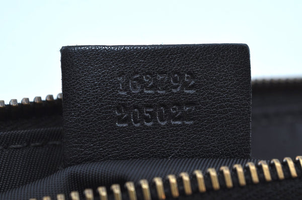 Authentic GUCCI Guccissima Leather Nylon Clutch Bag Purse 162792 Black 0059G