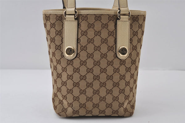 Authentic GUCCI Charmy Shoulder Tote Bag GG Canvas Leather 153361 Brown 0059J