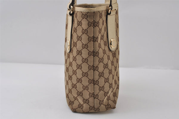 Authentic GUCCI Charmy Shoulder Tote Bag GG Canvas Leather 153361 Brown 0059J