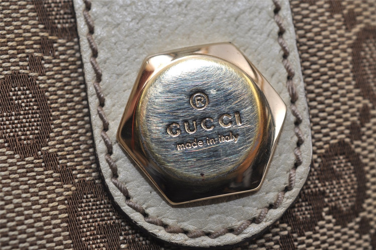 Authentic GUCCI Charmy Shoulder Tote Bag GG Canvas Leather 153361 Brown 0059J