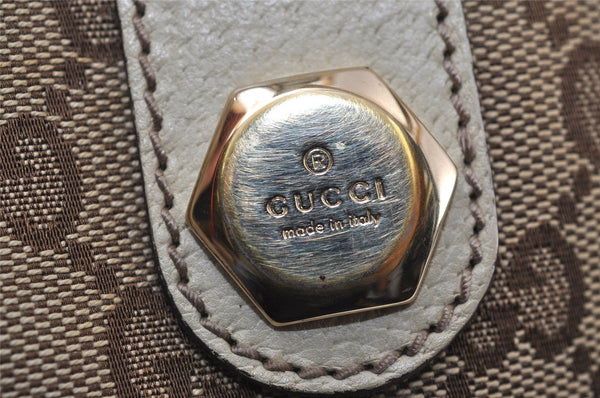 Authentic GUCCI Charmy Shoulder Tote Bag GG Canvas Leather 153361 Brown 0059J