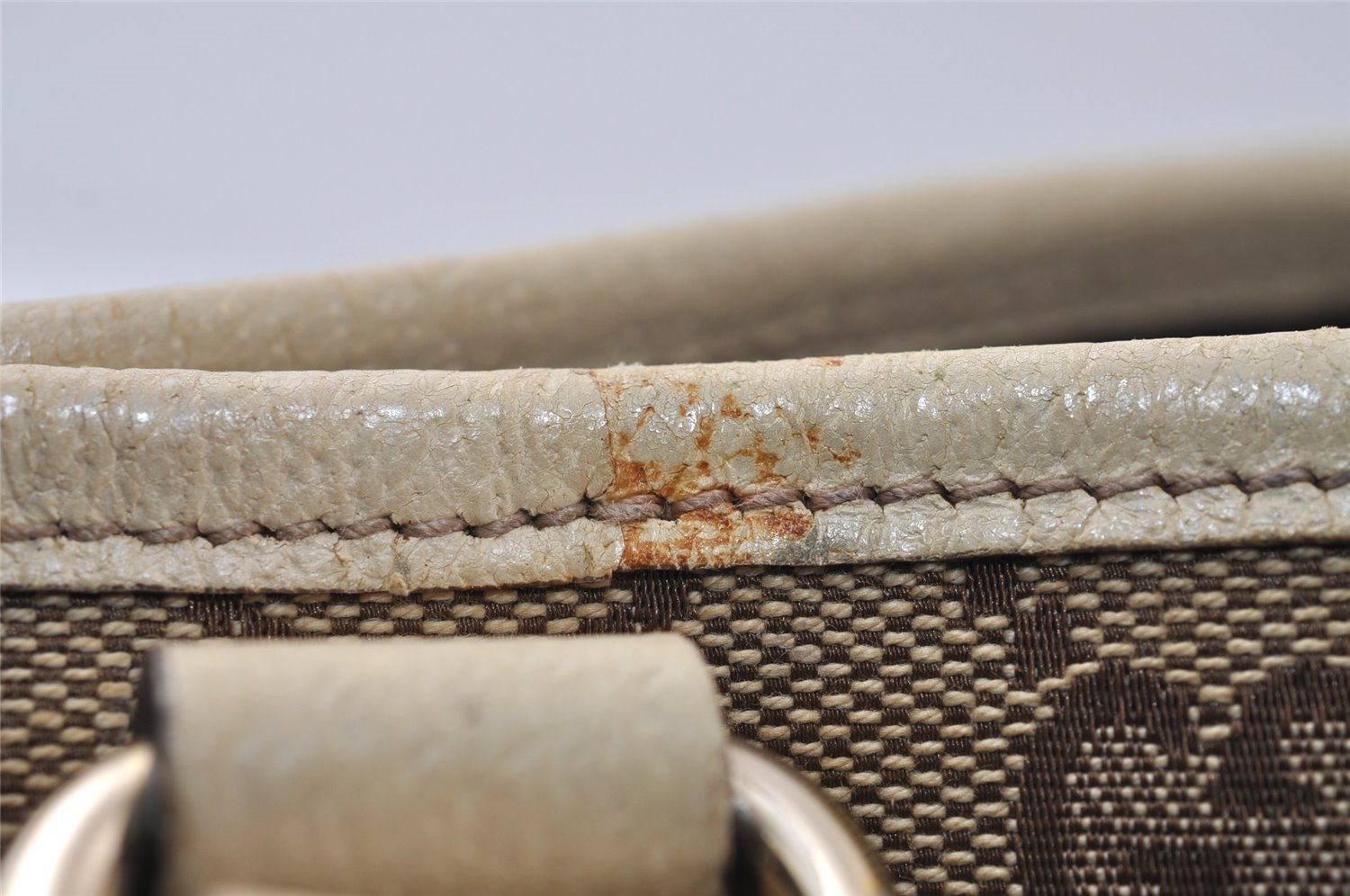 Authentic GUCCI Charmy Shoulder Tote Bag GG Canvas Leather 153361 Brown 0059J