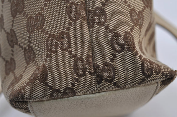 Authentic GUCCI Charmy Shoulder Tote Bag GG Canvas Leather 153361 Brown 0059J