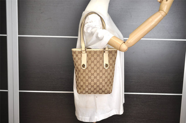 Authentic GUCCI Charmy Shoulder Tote Bag GG Canvas Leather 153361 Brown 0059J