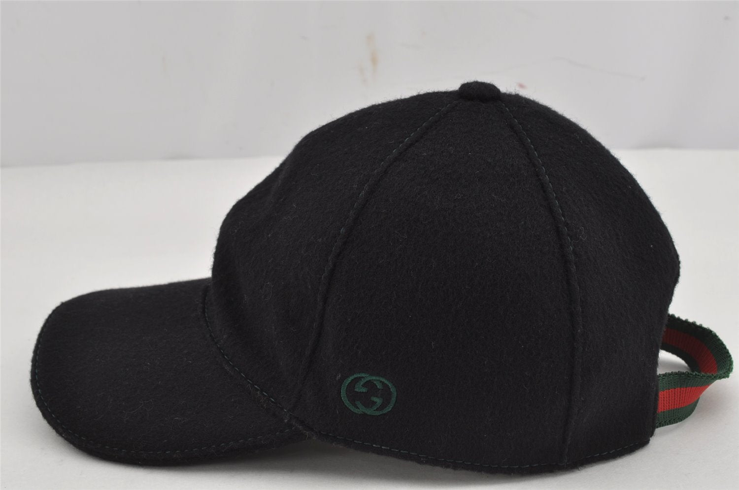 Authentic GUCCI Vintage Web Sherry Line Cap Wool Size S Black 0059K