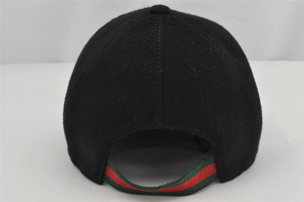 Authentic GUCCI Vintage Web Sherry Line Cap Wool Size S Black 0059K