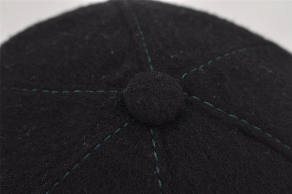 Authentic GUCCI Vintage Web Sherry Line Cap Wool Size S Black 0059K