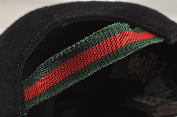 Authentic GUCCI Vintage Web Sherry Line Cap Wool Size S Black 0059K