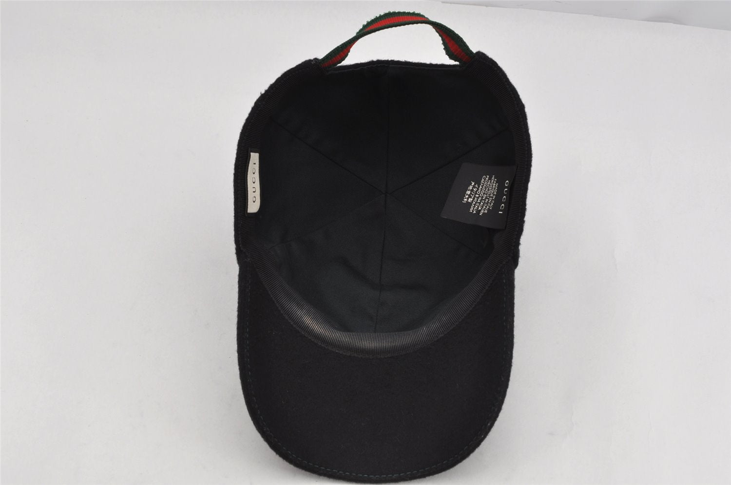 Authentic GUCCI Vintage Web Sherry Line Cap Wool Size S Black 0059K