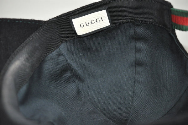 Authentic GUCCI Vintage Web Sherry Line Cap Wool Size S Black 0059K