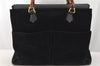 Authentic GUCCI Vintage Bamboo Shoulder Hand Bag Suede Leather Black 0061K