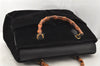 Authentic GUCCI Vintage Bamboo Shoulder Hand Bag Suede Leather Black 0061K