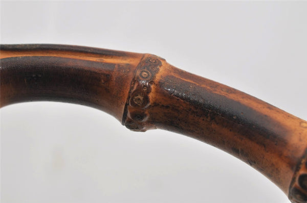 Authentic GUCCI Vintage Bamboo Shoulder Hand Bag Suede Leather Black 0061K