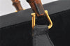 Authentic GUCCI Vintage Bamboo Shoulder Hand Bag Suede Leather Black 0061K