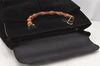 Authentic GUCCI Vintage Bamboo Shoulder Hand Bag Suede Leather Black 0061K